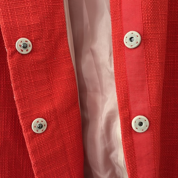 New Coldwater Creek Shell Embellished Jacket Orange Hopsack Snap Front Size 12 - Picture 10 of 15